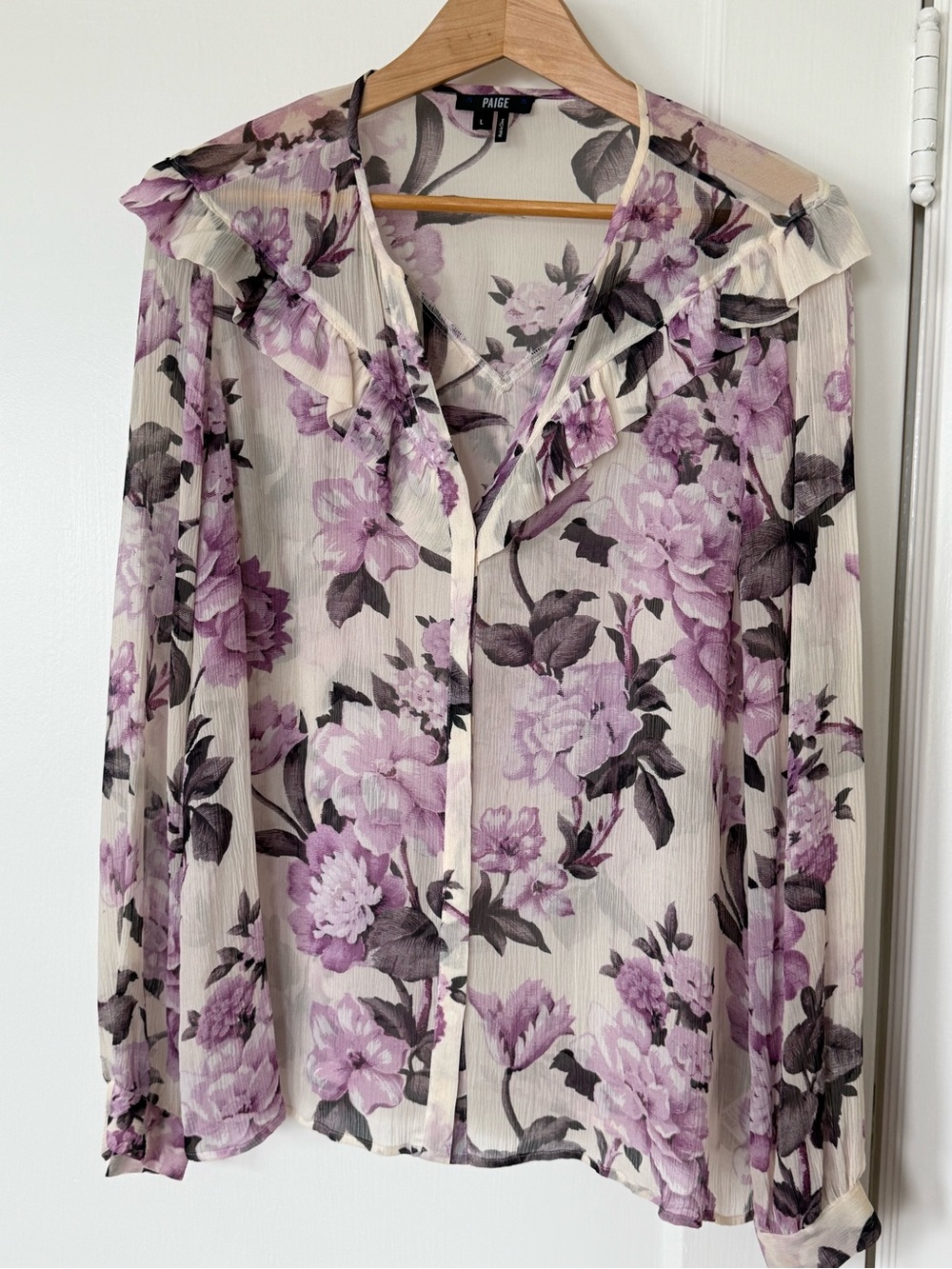 PAIGE Purple Floral Ruffle Blouse